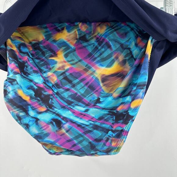 CALIA Blue Printed Full Coverage Overlap Classic Bikini Swim Bottom Size Medium - Picture 6 of 11